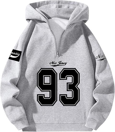 Herrenbekleidung Y2K Fashion Zipper Sweatshirt Langarm Kapuzenpullover Herren Wide Quarter Zipper Hoodies_voghion.com