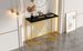 Console noire avec pieds dorés, 100 x 35 x 77 cm, table d'entrée en MDF brillant, table de couloir, buffet, table d'appoint, style vintage_voghion.com