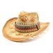 2022 Spring/Summer New Ethnic Style Woven Hollow for Men and Women Summer Sunscreen Western Cowboy Straw Hat_voghion.com