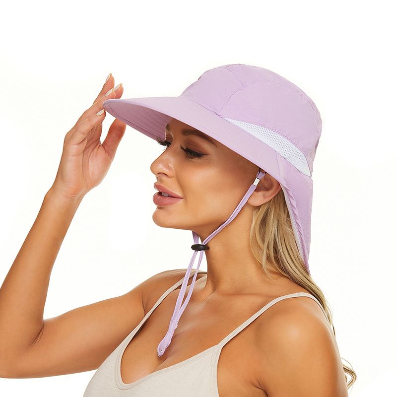Ladies' travel outdoor UV resistant breathable sun hat, neck protection, waterproof quick drying cape hat_voghion.com