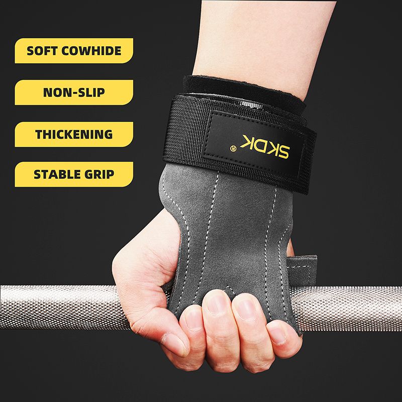 SKDK Gym Guards Cowhide Palm Protector Weightlifting Gymnastics Workout Gloves Grips Fiess Training Equipment_voghion.com