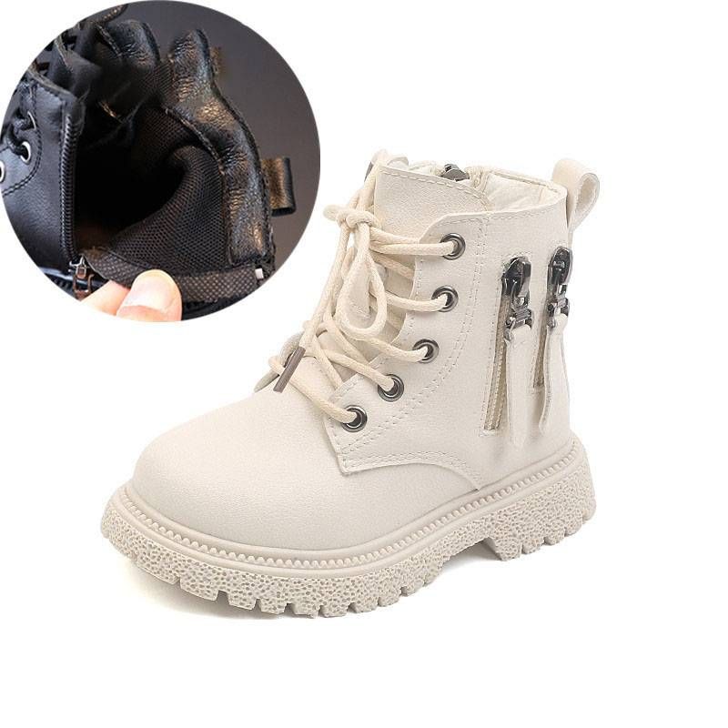 Kids Shoes Autumn And Winter Velvet Martin Boots Warm Small Leather Shoes Girls' Large Cotton Short Boots_voghion.com