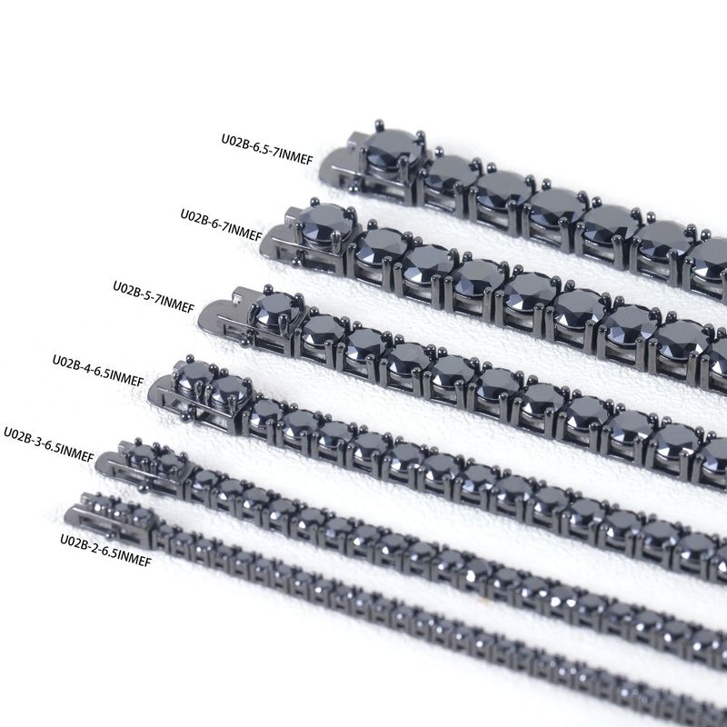 Black Moissanite Bracelet S925 Sterling Silver Hip Hop Tennis Chain 2/3/4/5/6/6.5mm Bracelet Jewelry_voghion.com