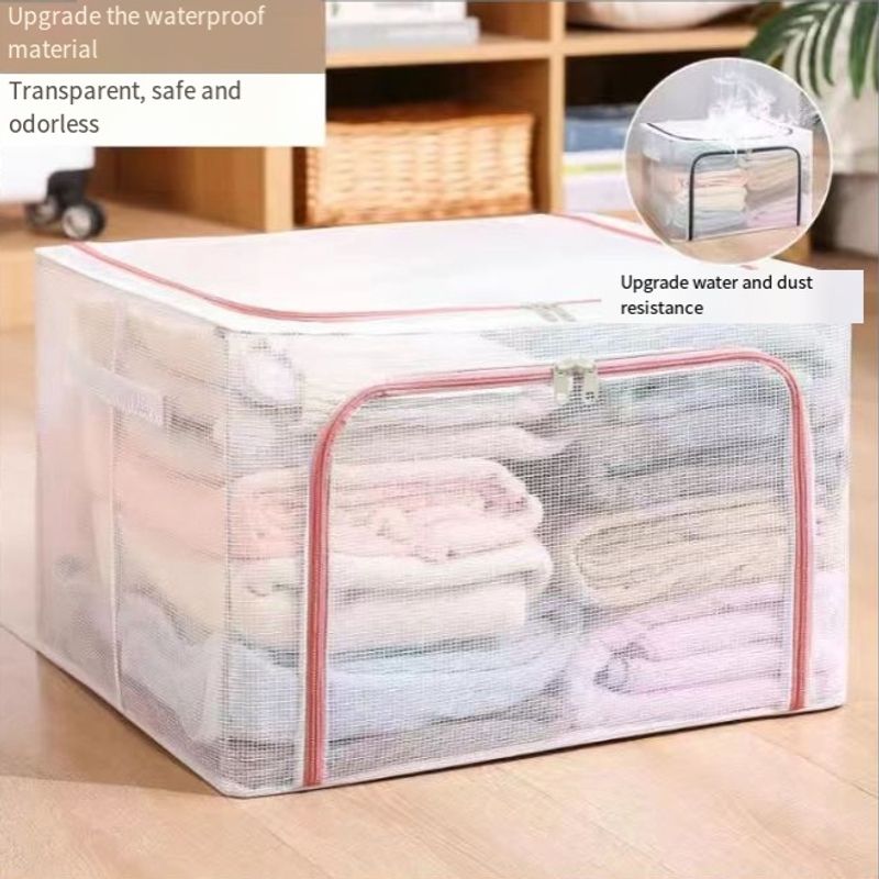 Nueva caja de almacenamiento de ropa de tela de PVC transparente para dormitorio, caja de almacenamiento de colchas gruesa de gran capacidad._voghion.com