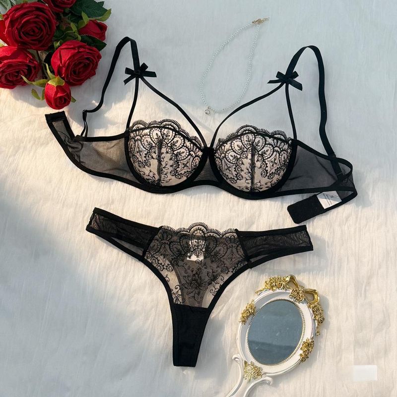 Women's Intimates Thin Light Luxury Lace Women's Bra Perspective Mesh Sexy Pure Desire Erotic Underwear_voghion.com
