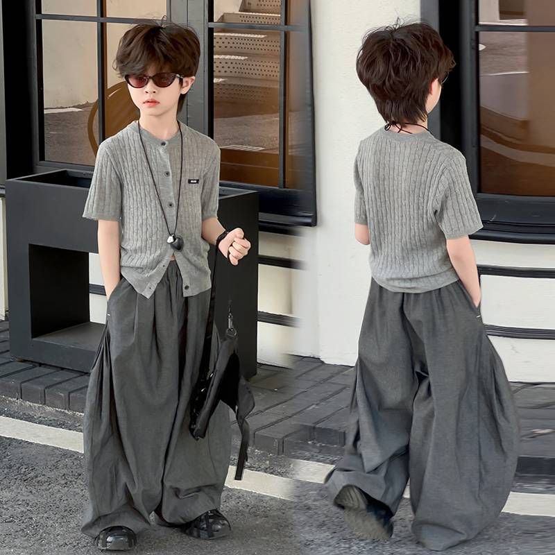 Children's Knitted Shirt Short Sleeve 2025 New Style Boys' Summer Korean Edition Fashionable_voghion.com