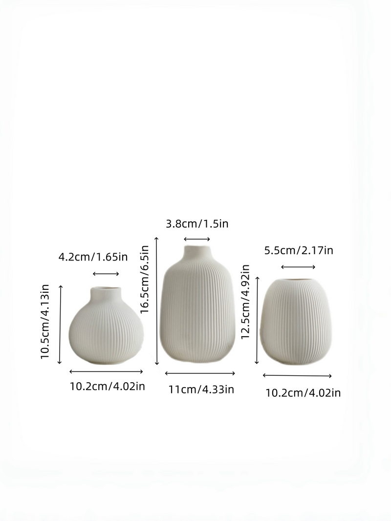 3PC Ceramic Minimalist Floral Vase, Suitable For Home Decoration, Desktop Decoration, Living Room, Dried Flowers And Fresh Flowers_voghion.com