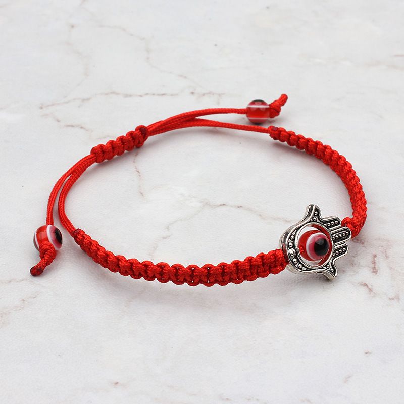 Braccialetto dell'amicizia intrecciato con corda rossa CL, occhi azzurri, palma all'ingrosso_voghion.com