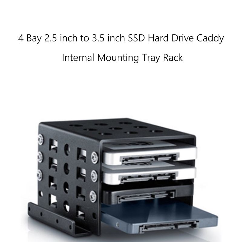 Boîtier de disque dur SSD à 4 baies de 2.5 à 3.5 pouces, châssis, support d'adaptateur de montage interne pour PC, support de plateau d'ordinateur_voghion.com