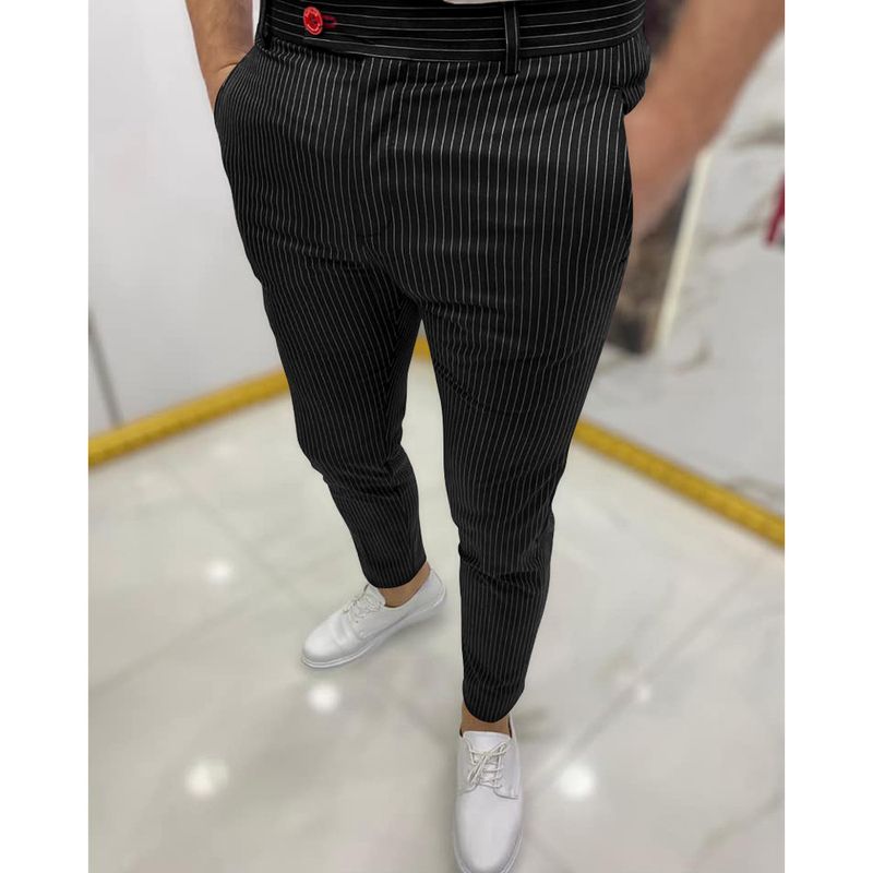 Man's clothing Men's striped casual ankle pants_voghion.com
