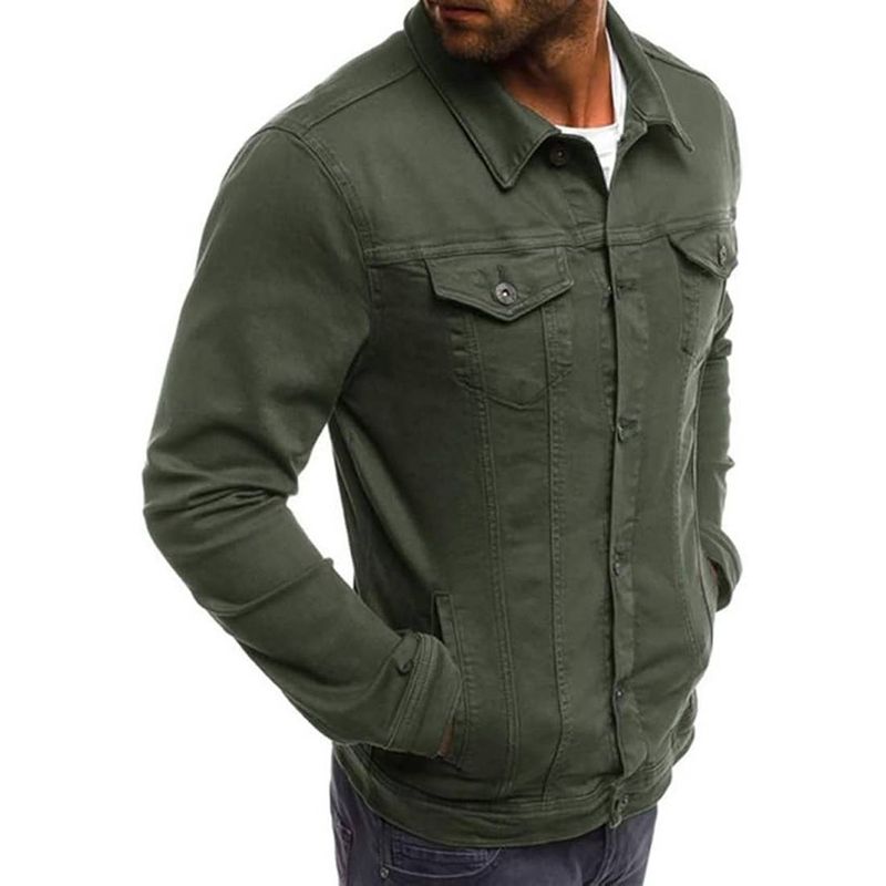 Men's Casual Classic Denim Jacket Slim Fashion Denim Coat_voghion.com