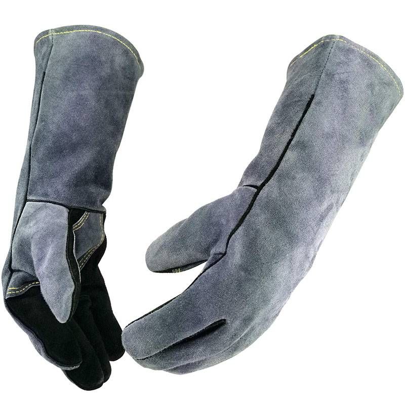 Leather Forged Welding Gloves, Heat-resistant/fireproof, Barbecue Gloves, Oven, Barbecue, Fireplace, Baking, Stove, Pot Rack. Lack Of Grey - Grey_voghion.com