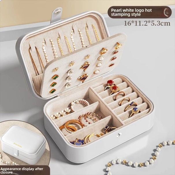 Luxuriöse Schmuckbox – Mehrschichtige Aufbewahrung aus PU-Leder mit Spiegel für Ohrringe, Halsketten und Ringe (Elegantes Samtfutter, 3-stufiges Design)_voghion.com