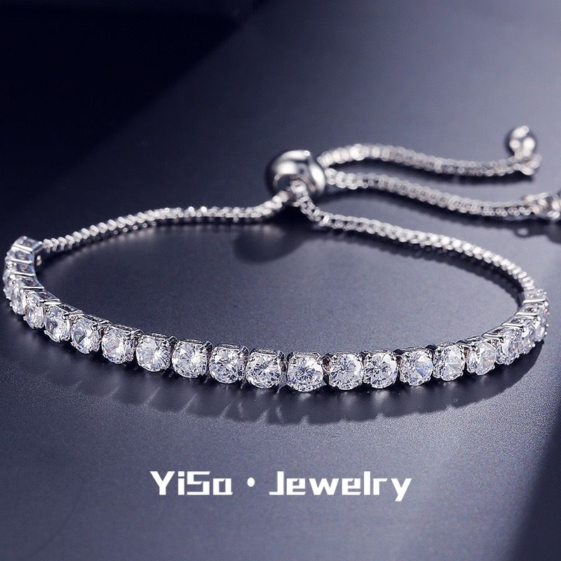 Gypsophila Weiß Zirkon Tennis Pull Armband Frauen Einreihige Diamant Schmuck Geschenk Für Freundin_voghion.com