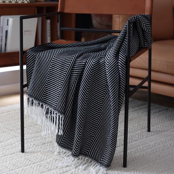 Bettfußteilbezug mit Quaste, Sofaüberwurf, stricken, lässige Decke_voghion.com