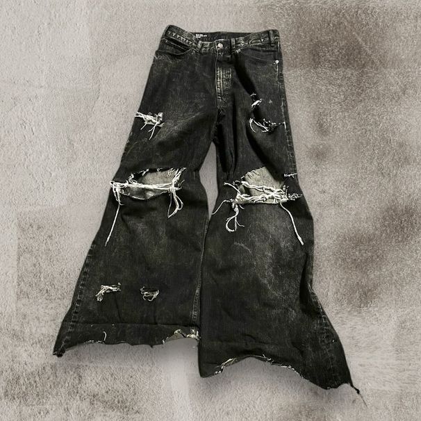 Neu Black Ripped Baggy Jeans Goth Retro Y2k Denim Hosen Männer Und Männer Casual Hip Hop Gerade Breite Bein Hosen Streetwear_voghion.com