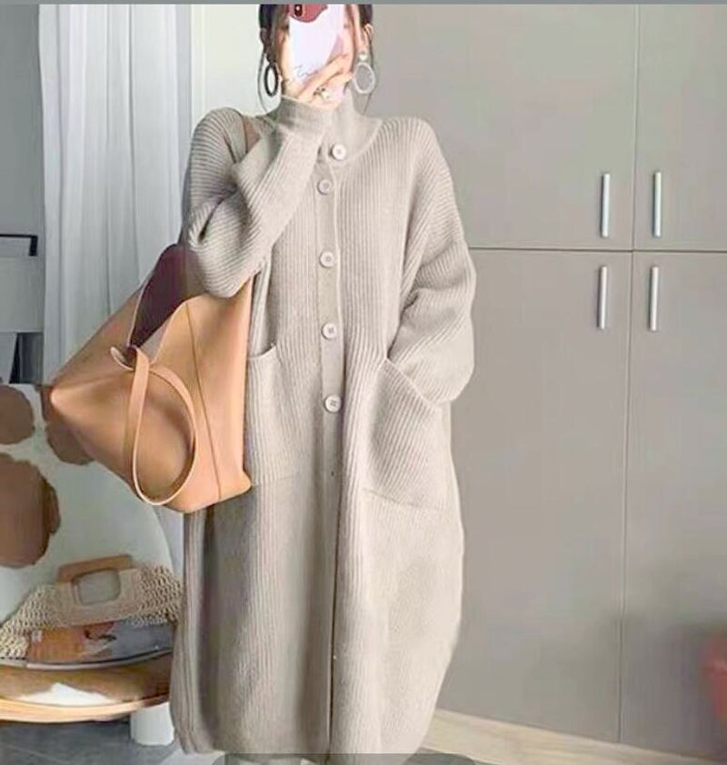 Women's Sweater Long Sleeve Sweaters & Cardigans Pocket Button Casual Solid Color_voghion.com