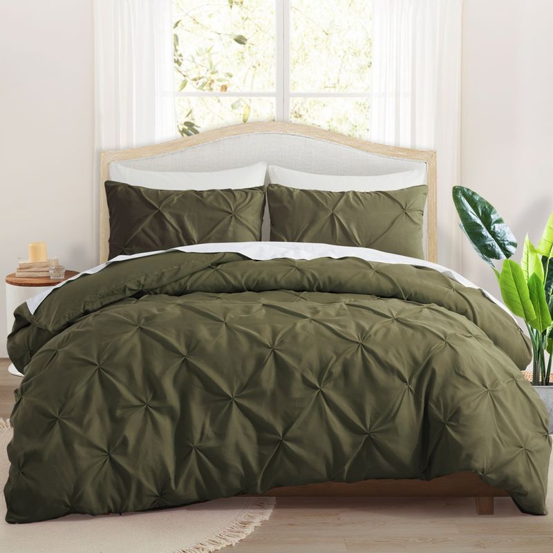 Wrinkle-Resistant Jacquard Bedding Set In Military Green - Nordic Style Geometric Pattern Bed Sheet Set With Fitted Sheet, Multiple Sizes Available_voghion.com