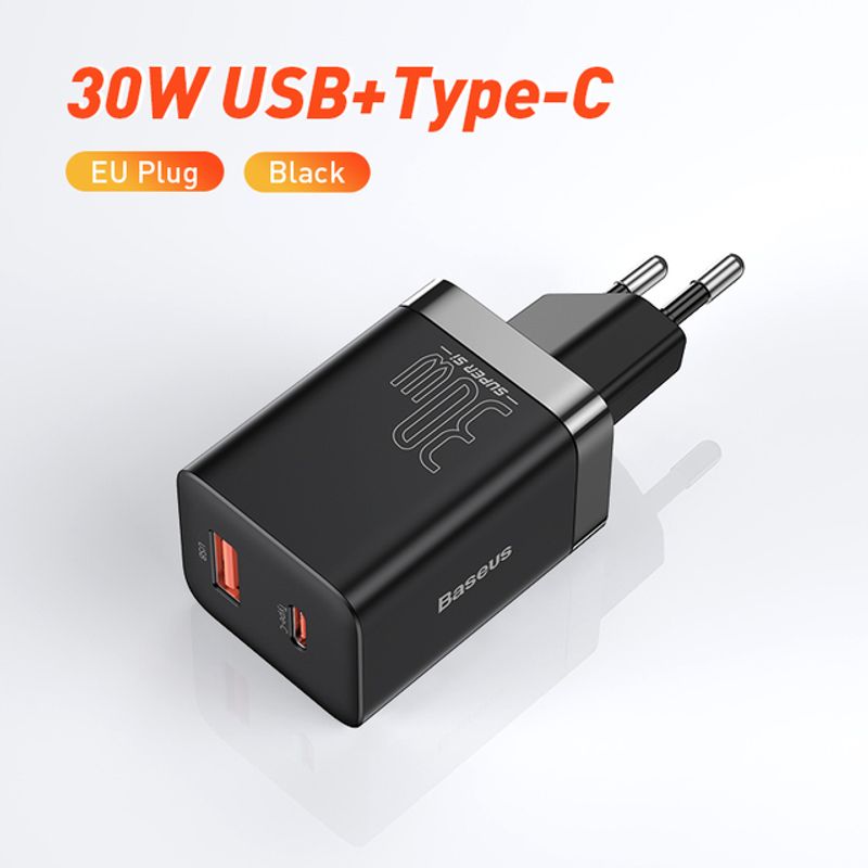 Baseus PD Charger 30W USB Type C Fast Charger QC3.0 USB C Quick Charge 3.0 Dual Port Phone Charge For IPhone 14 13 X Xs Macbook_voghion.com