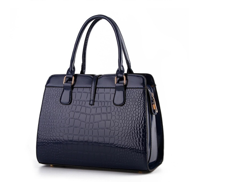 New Bright Leather Crocodile Pattern PU Leather One Shoulder Oblique Span High Capacity Handbag Selection_voghion.com