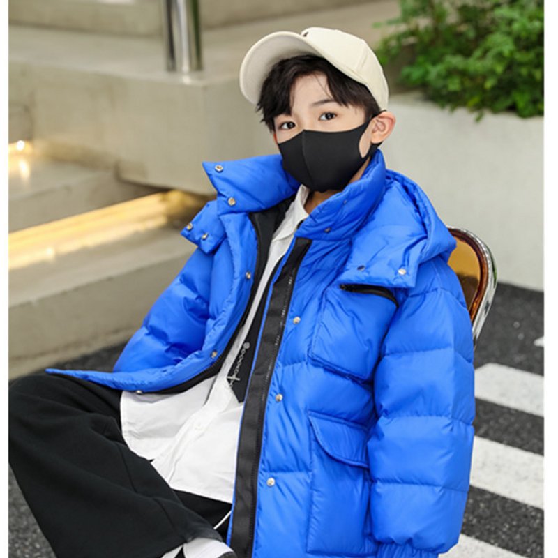 Kinderkleding Herfst en winter verdikte kinder brood donsjas losse Koreaanse versie jongens en meisjes warme trendy witte eendendons korte buitenkant_voghion.com