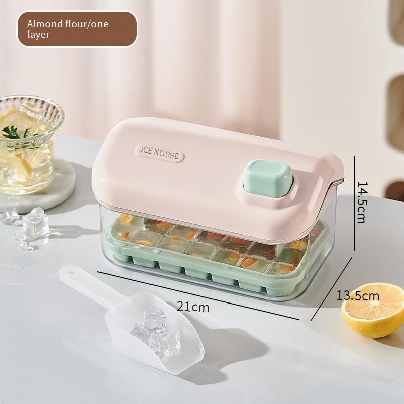Otras herramientas especiales de cocina Bandeja para cubitos de hielo Snow House con tapa y pala Molde de silicona de 2 capas de gran capacidad para cubitos de hielo perfectos_voghion.com