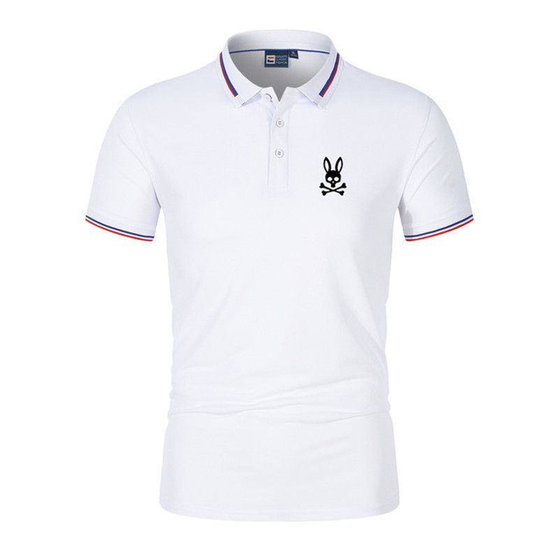 Camiseta de algodón para hombre, polo de manga corta a la moda con solapa, estampado con microetiqueta, polo de manga corta con conejo fantasma, verano 2022_voghion.com
