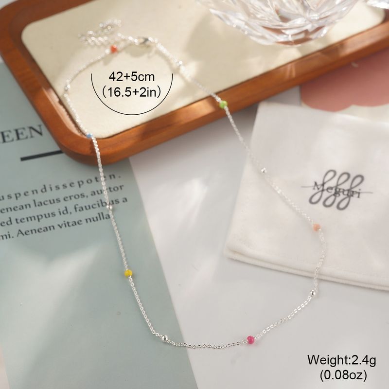 Collana di dopamina colorata per le donne, collana di perline a doppio strato con design impilabile a goccia di olio colorato di nicchia per le donne_voghion.com