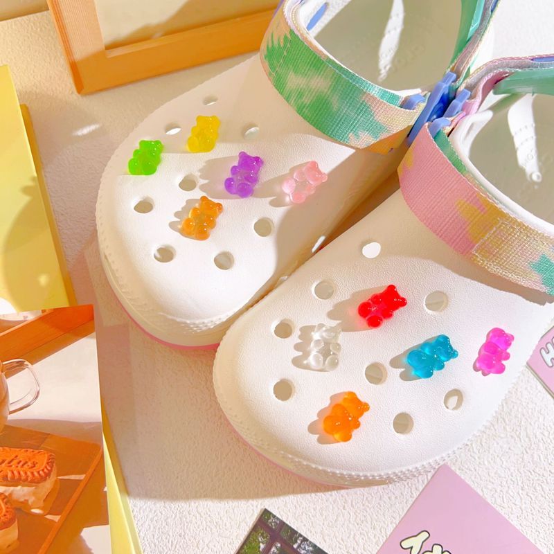 Hole Shoes Accessories DIY Accessories Xiaohongshu Dopamine Jelly Color Transparent Color Bear Candy Color Small Bear_voghion.com