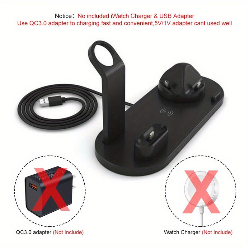 Estação de carregador sem fio 5 em 1 tipo C Suporte de carregamento rápido para iPhone 14 13 12 11 Pro Max, carregadores de mesa para relógio_voghion.com
