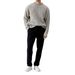 Men’s Oversized Knit Sweater - Relaxed Crewneck Pullover In Soft Gray (L/XL/2XL/3XL)_voghion.com
