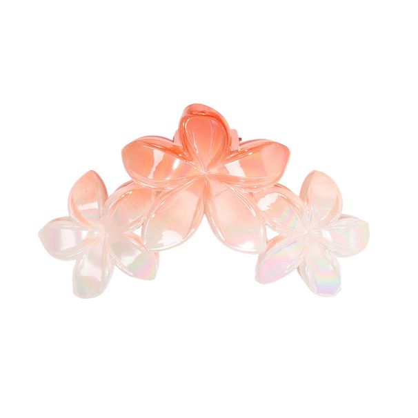 Farbverlaufs-Premium-Schillernder Dreifach-Plumeria-Krallenclip - Galvanisierter, einteiliger, eleganter Hochsteckfrisur-Haifischclip für den Hinterkopf_voghion.com