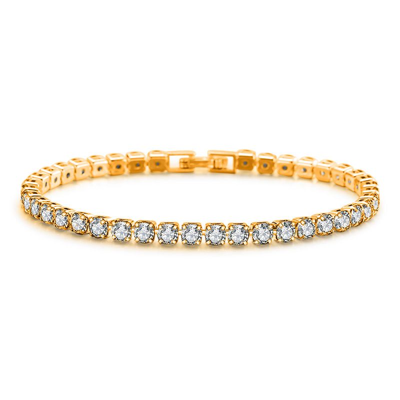 Korean New Product Single Row 2-4mm Round Zircon Tennis Bracelet Women's Handpiece_voghion.com