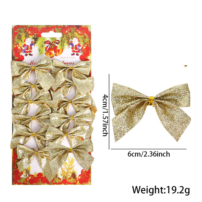 Christmas Bow 12 Pink White Gold Mini Bow Christmas Decoration Christmas Tree Garment Accessories Pendant_voghion.com