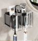 Gun Grey Wall-Mounted Toothbrush Holder With Detachable Toothpaste Squeezer & Matching Cups - Space-Saving Bathroom Organizer For Family Of 2/3/4_voghion.com