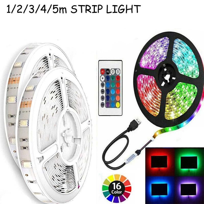 1-5M USB LED Streifen Lichter 5050 RGB Farbwechsel Band Küche TV Beleuchtung_voghion.com