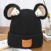 Cappello invernale lavorato a maglia con orecchio di orsetto per bambini, caldo e spesso, alla moda e foderato in pile, per bambine_voghion.com