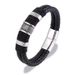 Braccialetto punk con fibbia magnetica, in acciaio al titanio, da uomo, a doppio strato, in vera pelle intrecciata, con personalità._voghion.com