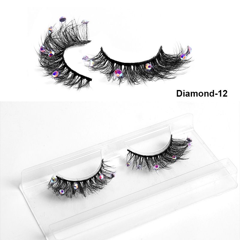 Funkelnde falsche Wimpern, 3D-Stereo-Imitation aus Nerzhaar, natürliche und dichte, pfropfe Wimpern für ein bezauberndes Augen-Make-up_voghion.com