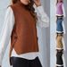 Frauen Kleidung neue frauen weste einfarbig gestrickte rollkragen pullover ärmellose pullover weibliche_voghion.com