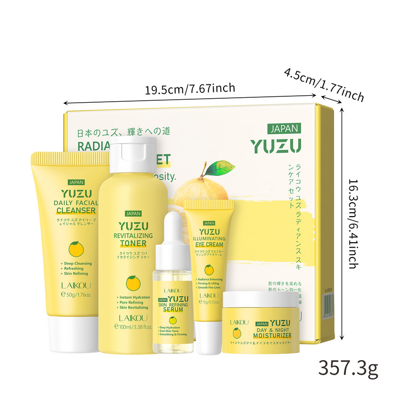 Coffret cadeau de soins de la peau hydratants au pamplemousse, cinq pièces_voghion.com