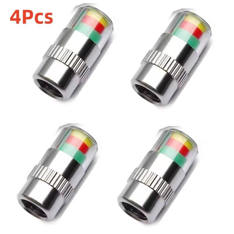 4pcs/set Car Tire Pressure Indicator Tire Pressure Gauge Indicator Alert Monitoring Valve Cap Sensor External Valve Detection_voghion.com
