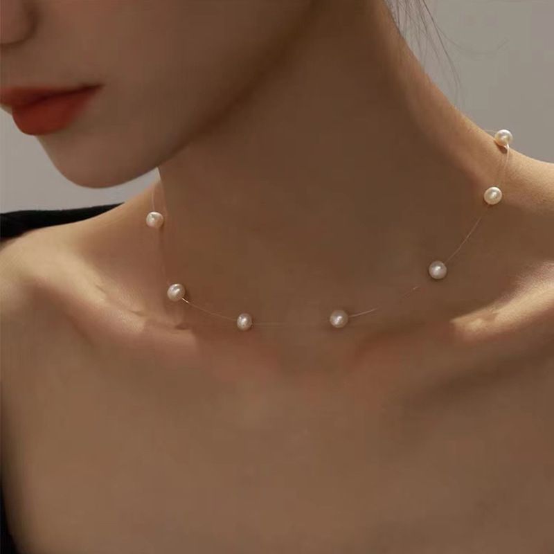 Collier de clavicule de perles polyvalent pour femmes, mince, simple, léger, luxe, niche de tempérament, collier décoratif pour le cou, été_voghion.com