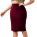 Gonna a tubino tinta unita con spacco alto taglie forti - Gonna aderente in maglia elasticizzata per donna, abbigliamento casual e da ufficio, disponibile in bordeaux e verde scuro._voghion.com
