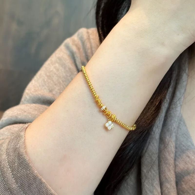 Gold shop with four-leaf clover diamond running ring abacus bead bracelet gold new exquisite bracelet for a long time does not fade_voghion.com
