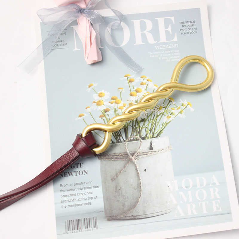 Curea din piele Chntensho cu cataramă plisată și buclă răsucită, importată, cu inel și nasture răsucit, Q0625_voghion.com