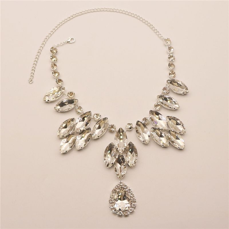 Hot selling temperament water droplet versatile multi-layer rhinestone collarbone chain sexy accessory necklace_voghion.com
