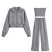 European And American Spring And Autumn Women's Hooded Sweatshirt Suit Fashion Casual Zipper Slim Sweatpants 3 Piece Suit_voghion.com