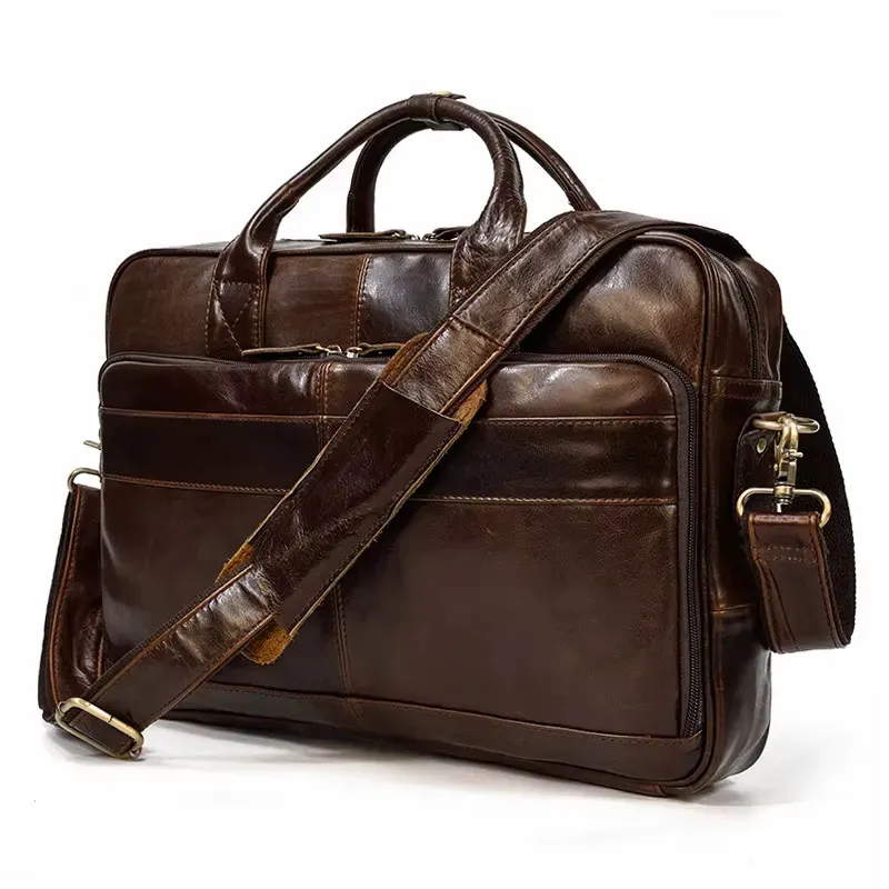 Designer Genuine Handbag For Men Travel Briefcase Male Leather Shoulder Men's Business Laptop Bag Large Messenger Bags_voghion.com