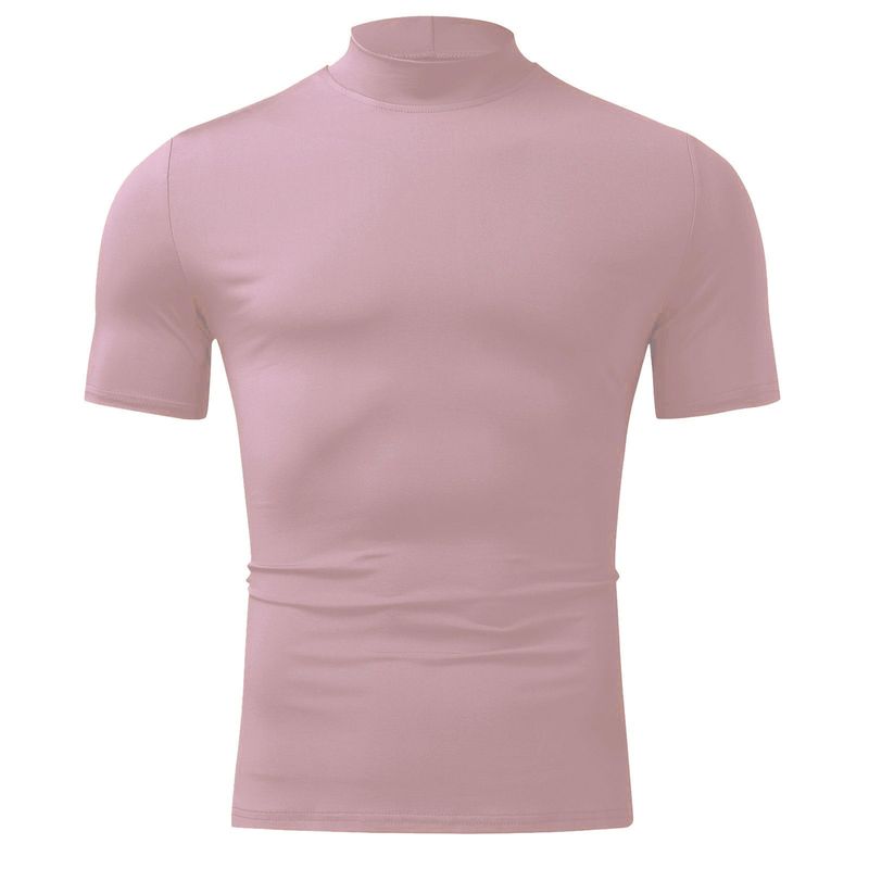 Ongeëvenaarde kwaliteit 2025 Comfortabel effen katoenen top Lente en herfst Hoge kraag Korte mouwen T-shirt Heren Ondershirt_voghion.com